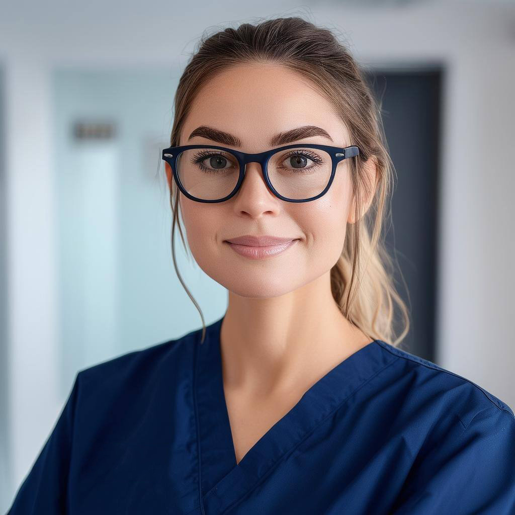 optician in navy scrubs optician in navy scrubs
